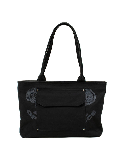 Canvas shoulder bag with side pockets