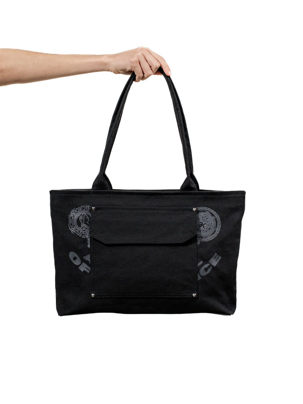 Canvas shoulder bag with side pockets