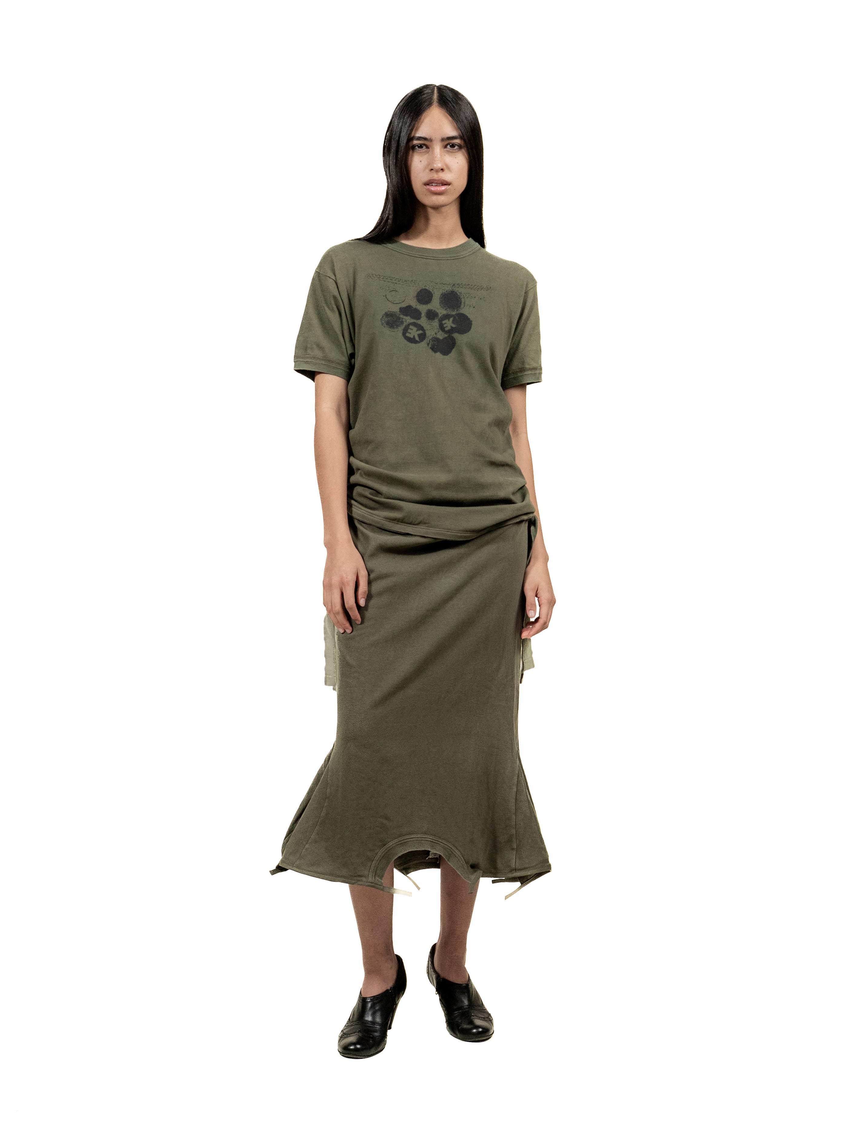 Adjustable jersey dress made from T-shirts with sun print.