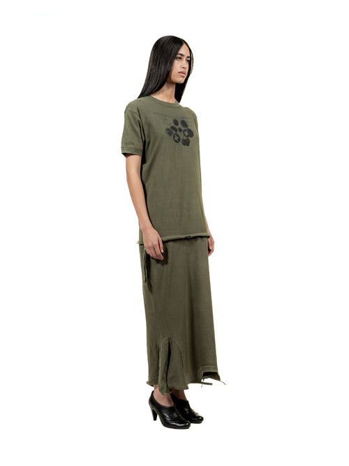 Adjustable jersey dress made from T-shirts with sun print.