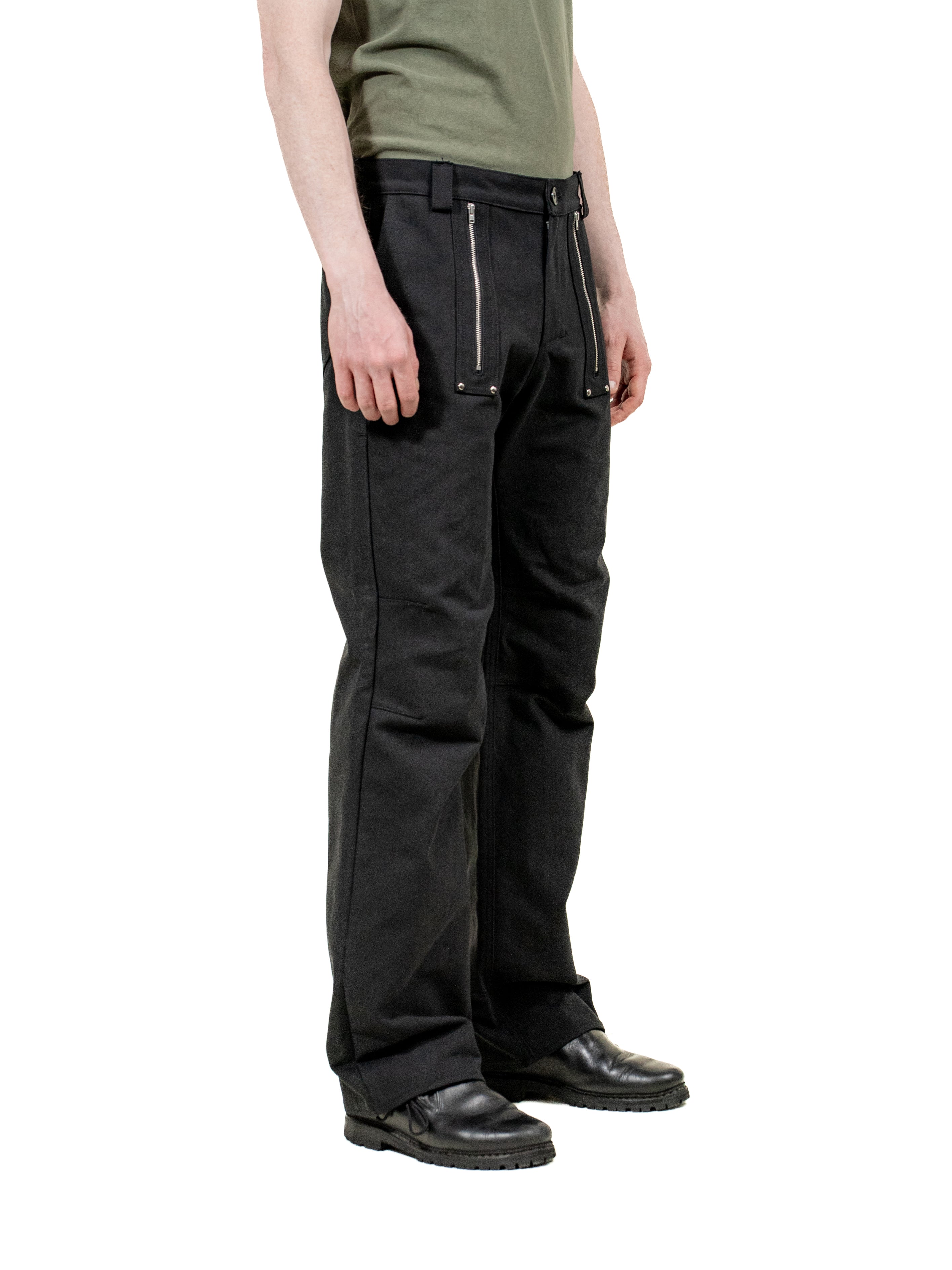 Relaxed fit canvas trousers with zippers