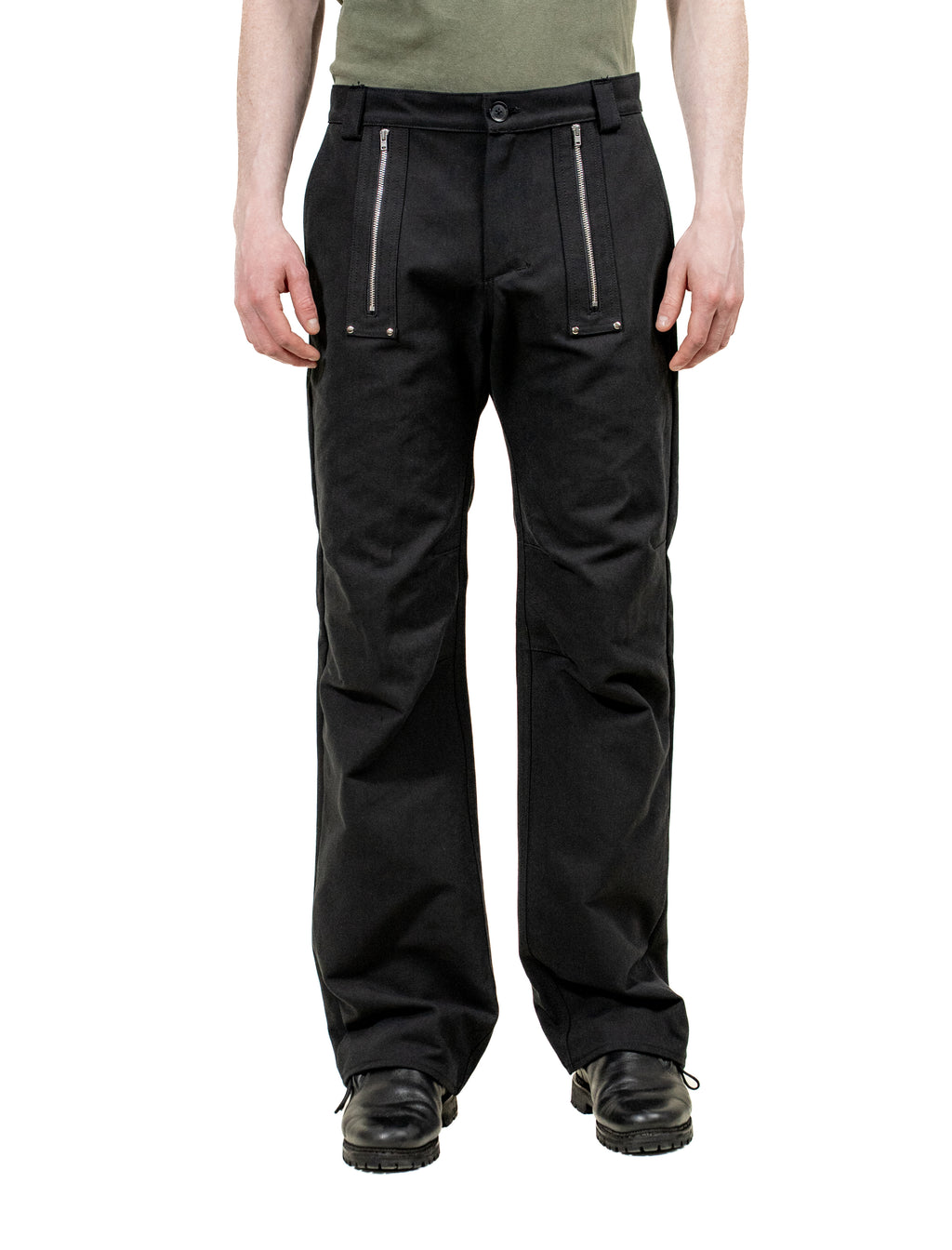 Relaxed fit canvas trousers with zippers