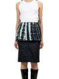 Pencil skirt with volant and print