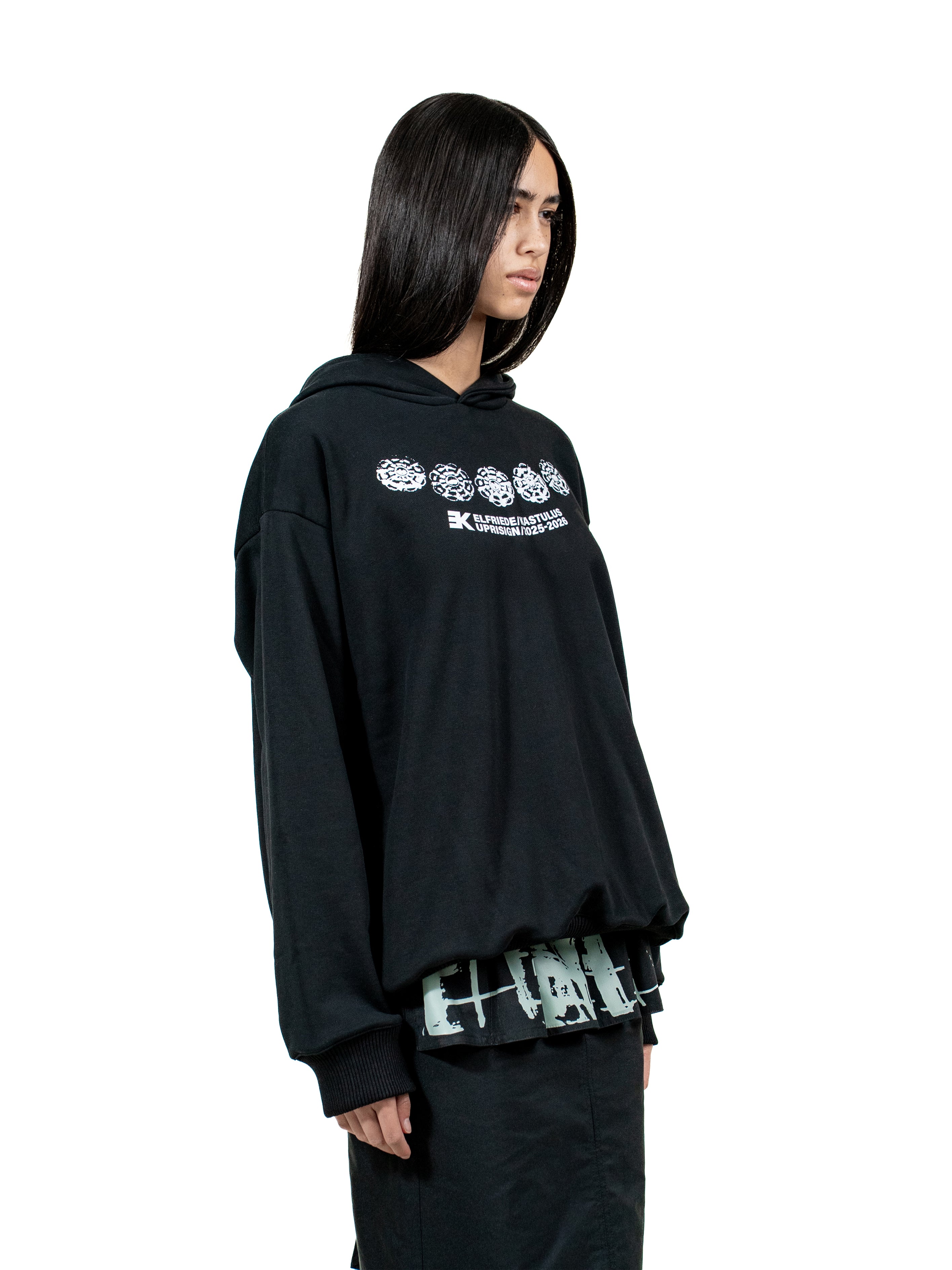 Unisex Oversize Hoodie with side-panels and button print