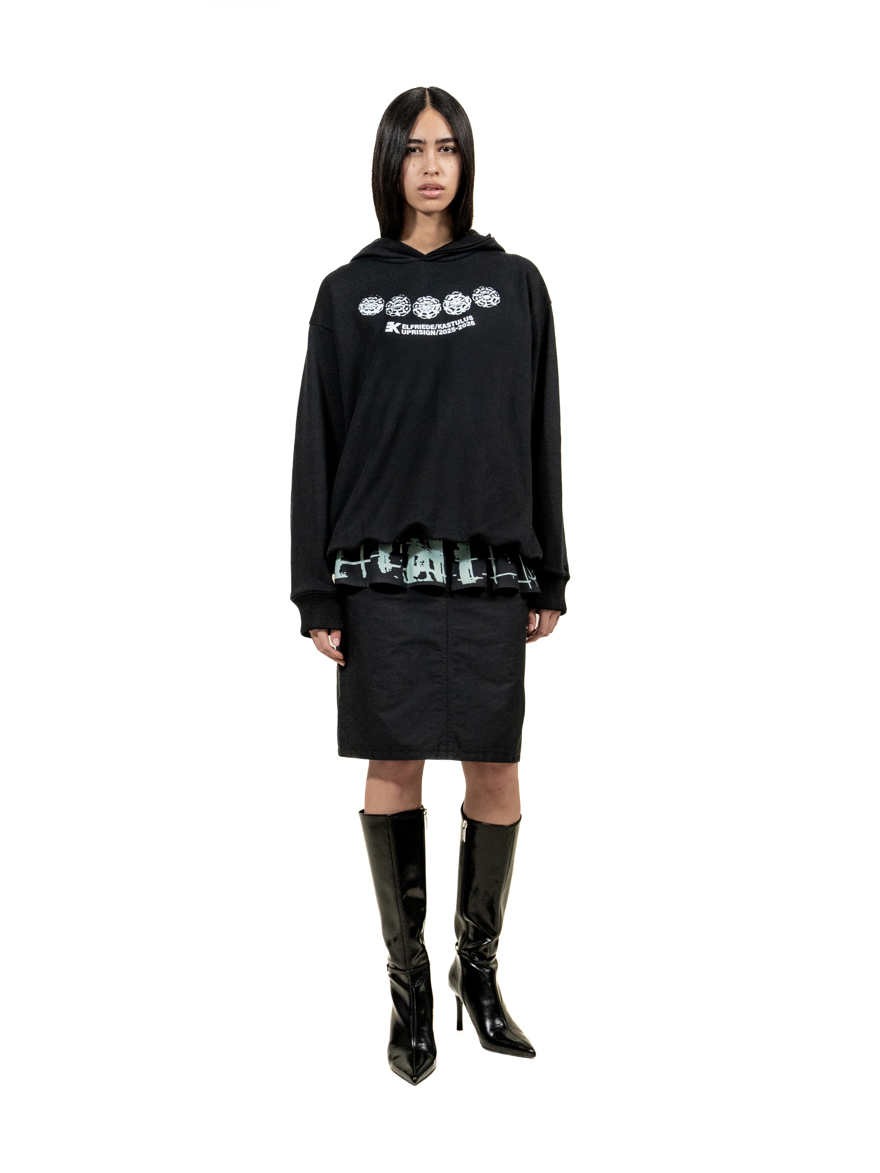 Unisex Oversize Hoodie with side-panels and button print
