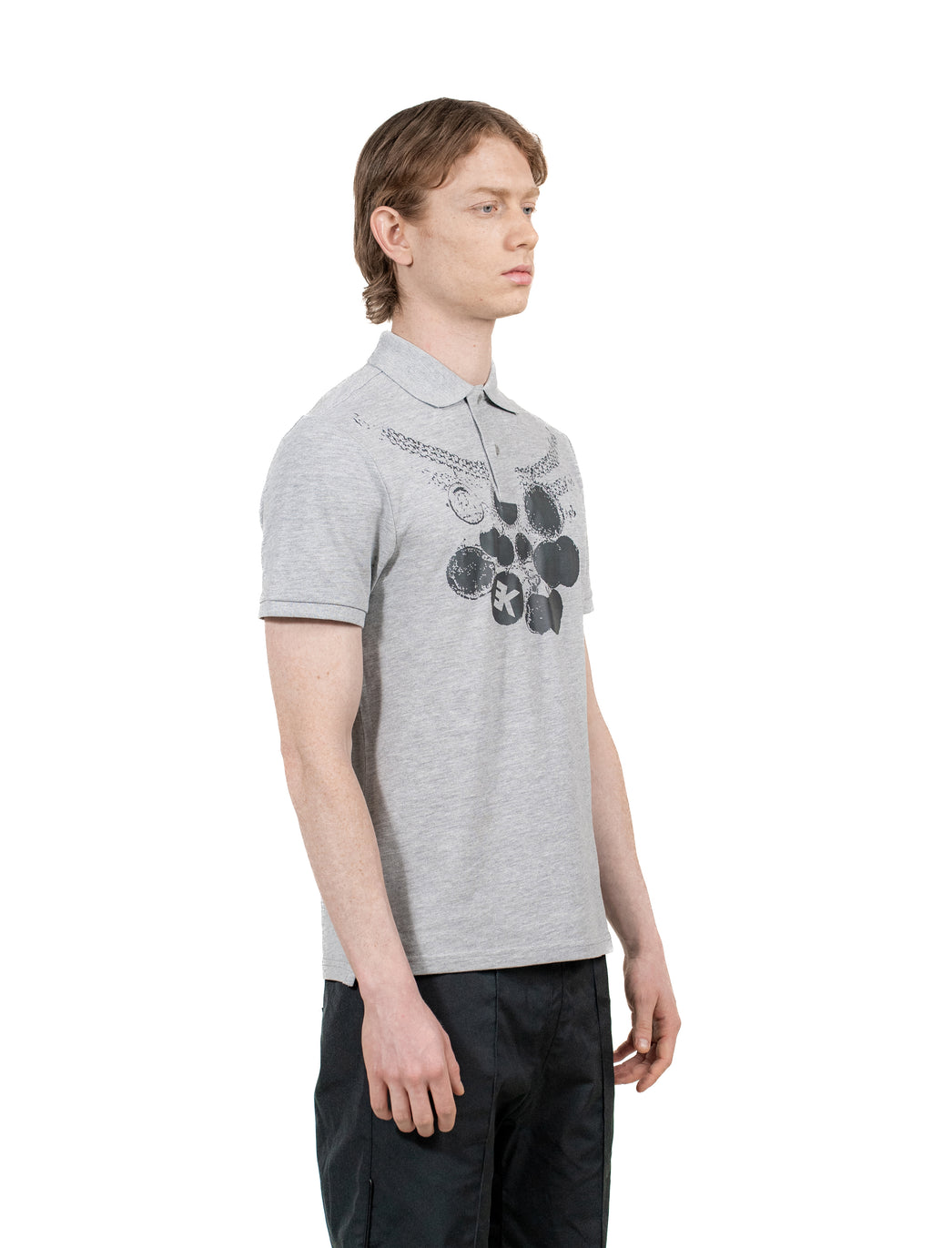 Grey organic cotton Polo witch charivari print