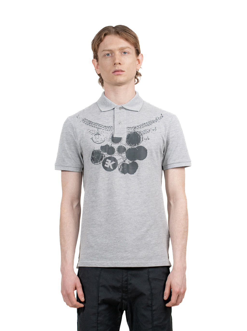 Grey organic cotton Polo witch charivari print