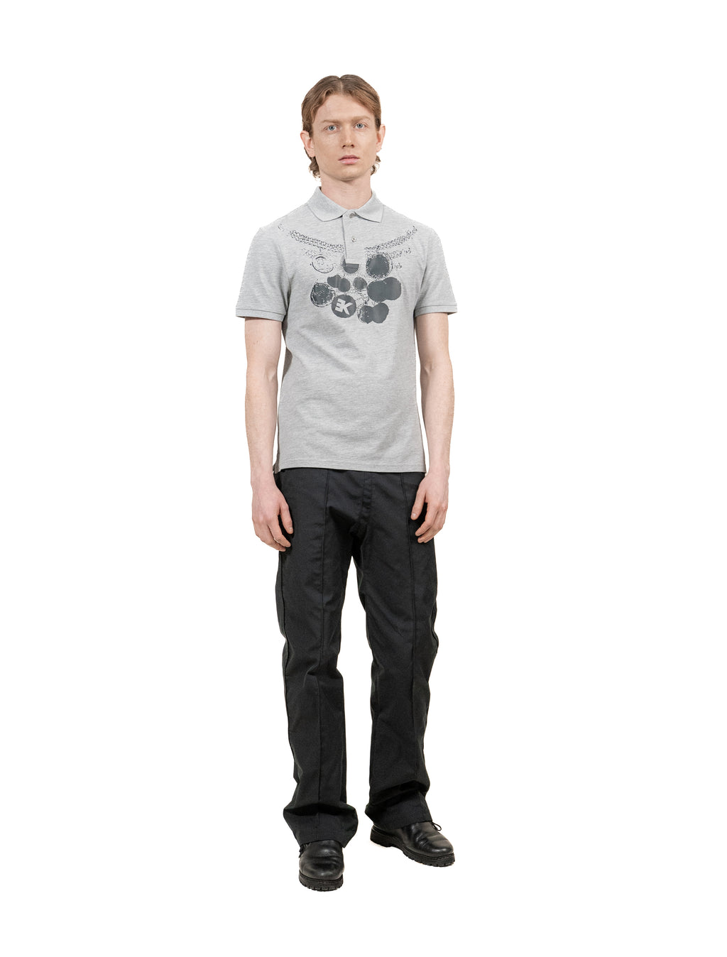 Grey organic cotton Polo witch charivari print