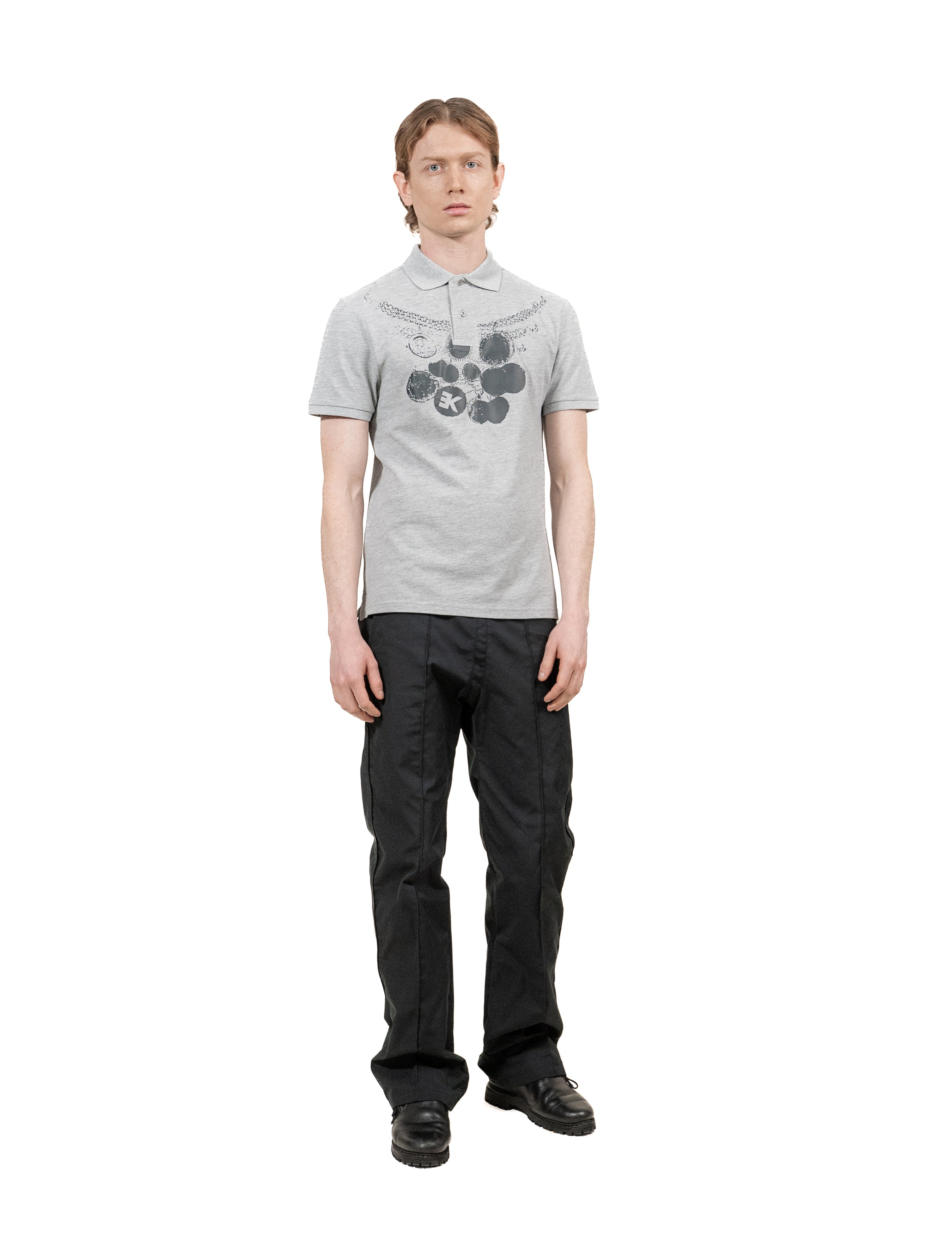 Grey organic cotton Polo witch charivari print