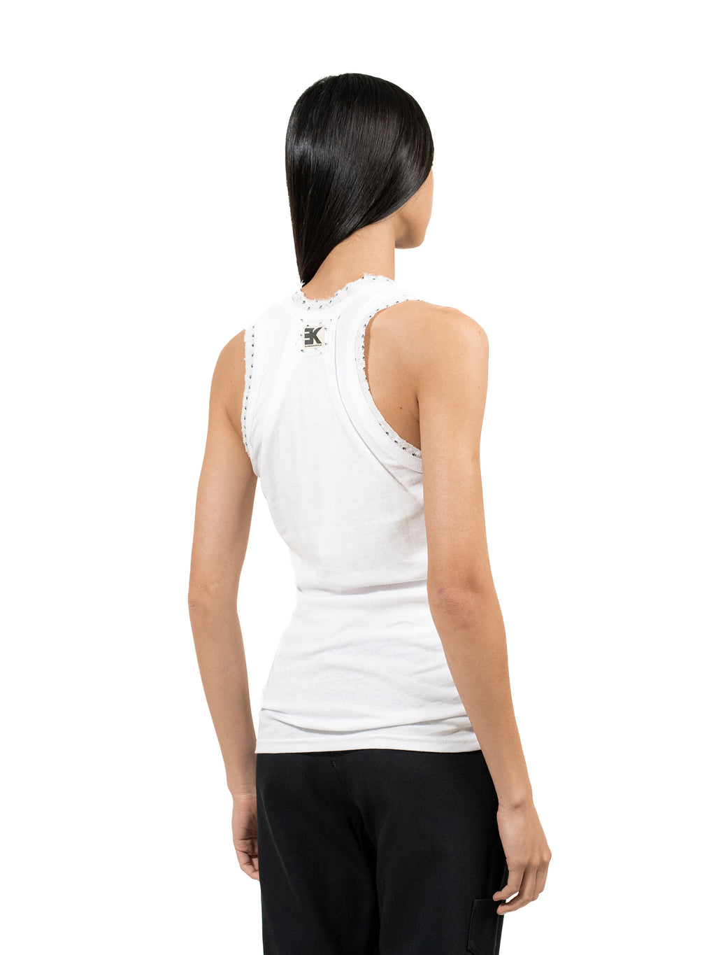 Reworked tank-top with pleats and flower polkadot details