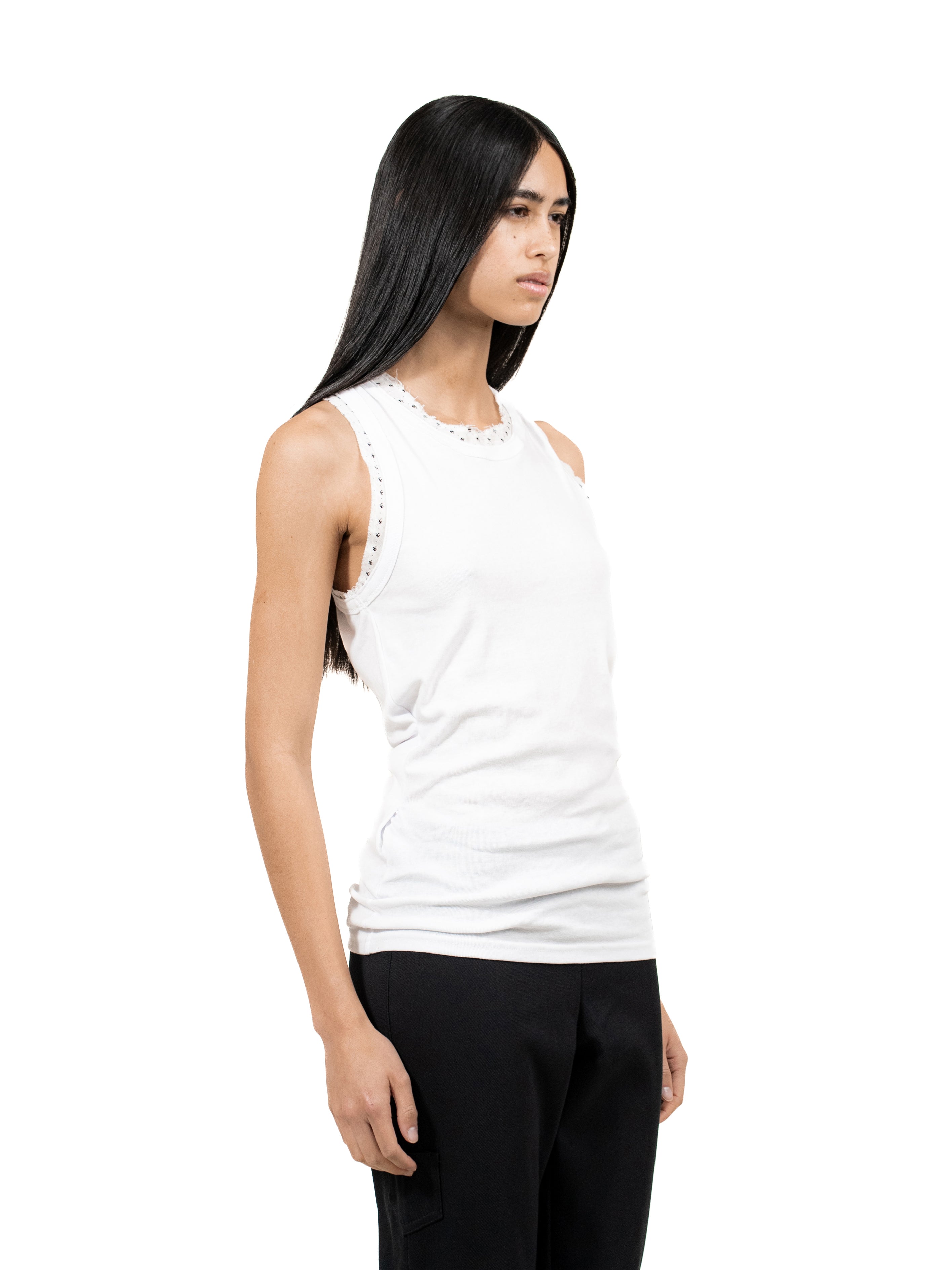 Reworked tank-top with pleats and flower polkadot details