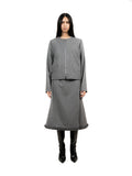 Classic grey wool Zipper Jacket with back print